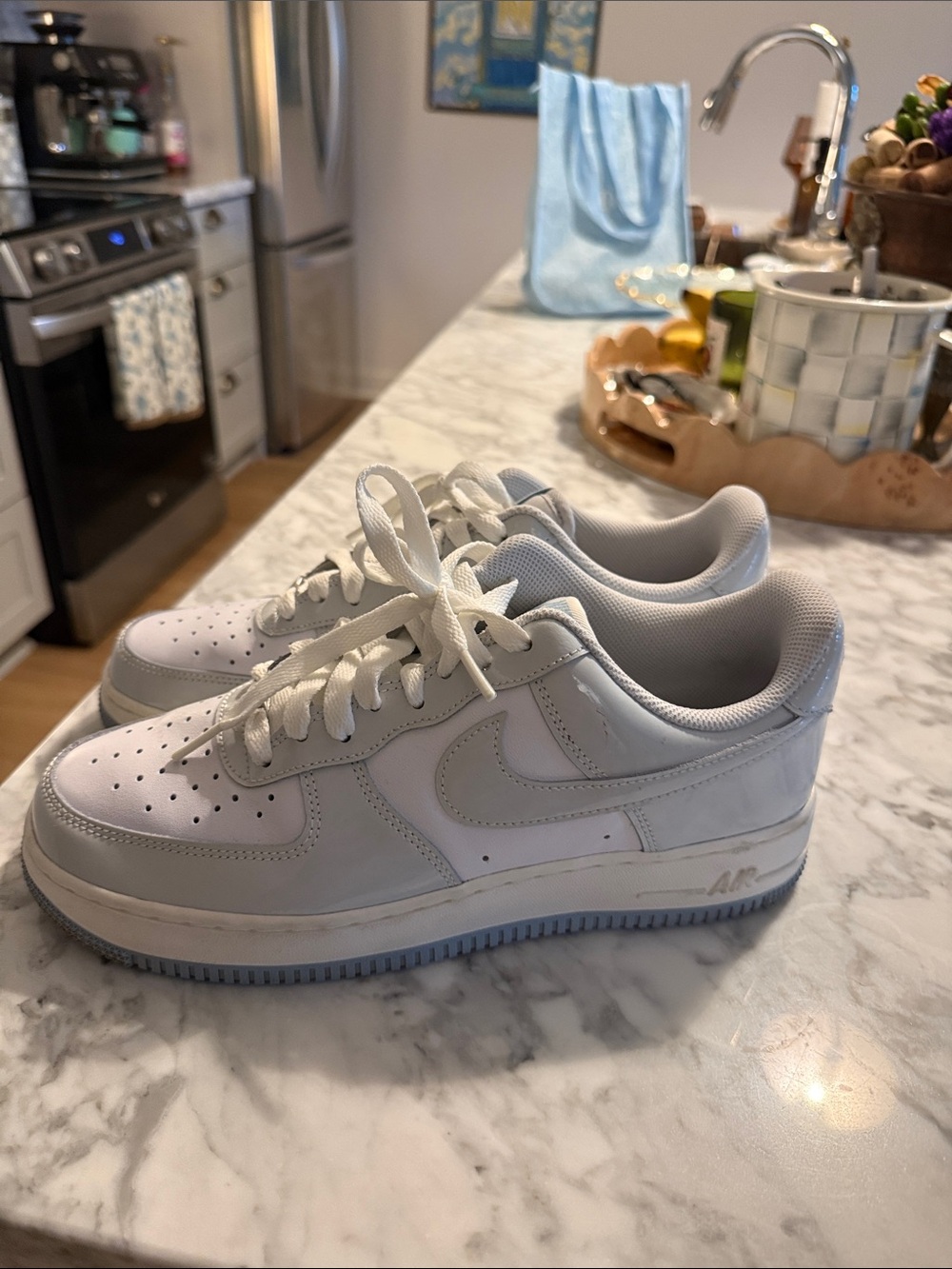 Nike White and Light Gray Men's Low-Top Sneakers